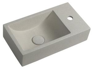 Sapho Sapho, chiuveta din beton CREST R cu priza, 40x22 cm, gresie alba, AR413