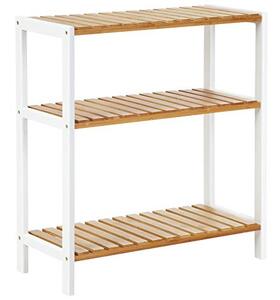 Pantofar 3 nivele din bambus, Songmics, Alb, 59x26x66 cm