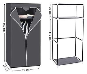 Dulap pentru haine, Songmics, Gri, 75x45x160 cm