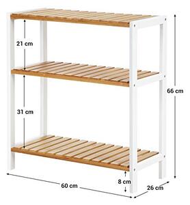 Pantofar 3 nivele din bambus, Songmics, Alb, 59x26x66 cm