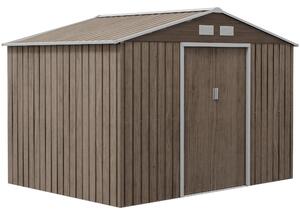 Outsunny Magazie de Grădină cu 4 Orificii de Ventilare și 2 Uși, Șopron pentru Depozitarea Uneltelor, 277x195x192 cm, Maro | Aosom Romania