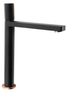 Sapho Sapho, Baterie de lavoar de sine stătătoare KAISA fără priză, înaltă, 235 mm, negru mat-aur roz, ZT091