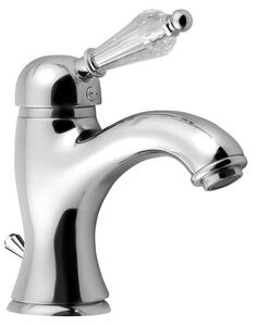 Sapho Sapho, baterie de lavoar de sine stătătoare KIRKÉ CRYSTAL cu priză, pârghie de cristal, crom, KI02KC