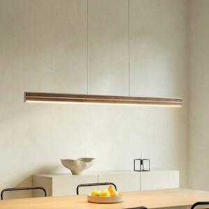 Quitani Lampă suspendată LED Lisene, nuc/argintiu, CCT 117 cm, dimabilă, reglabil, Lemn, Camera de zi / sufragerie, Lemn, Design