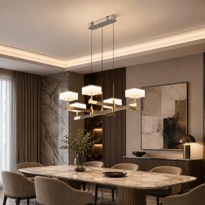 Lustra Milano LED Liniara cu 6 Brate, Finisaj Aluminiu Periat - Gold Bussy Lighting 5876-6L