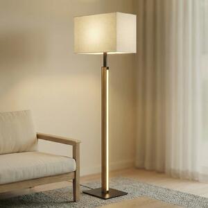 Quitani Lampadar LED Lisene, stejar/negru/natur, 162 cm, dimabil, reglabil, Lemn, Camera de zi / sufragerie, Țesătură / Textil, Design