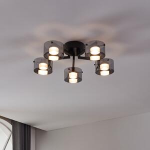 EGLO Plafonieră LED Copillos, negru Ø 66 cm sticlă/metal 5 becuri., reglabil, Negru, Camera de zi / sufragerie, Sticlă, Modern, Plafon cu flacără multiplă