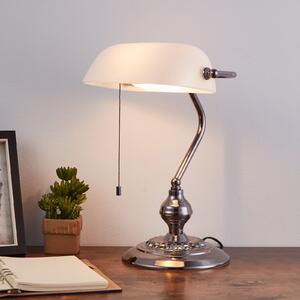 EGLO Lampa de masă BANKER, culoare nichel, înălțime 39 cm, metal/sticlă, Metalic, Camera de zi / sufragerie, Metal, Antichitate
