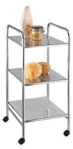 Raft pentru baie pe roti cu trei rafturi, din otel, 32 x 71 x 36,5 cm, Wenko