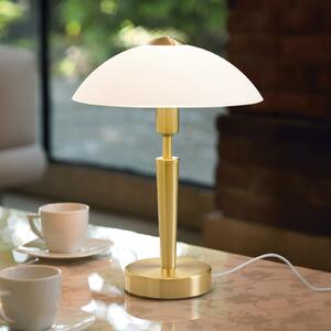 EGLO Lampă de masă SOLO 1, culoare alamă, înălțime 35 cm metal/sticlă dimabil, reglabil, Auriu / Alamă, Camera de zi / sufragerie, Metal, Modern