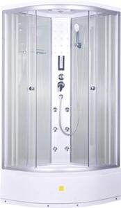 Cabină de duș completă cu hidromasaj Sanotechnik PR55, 90x90x215 cm, cădiță înaltă, profile cromate