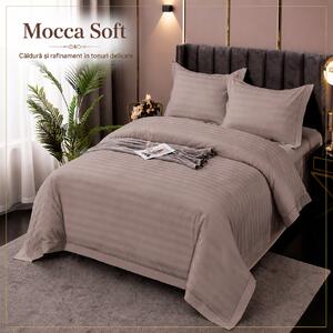 Lenjerie de Pat Damasc Policoton 4 Piese (Mocca Soft)