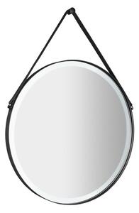 Sapho Sapho, oglinda rotunda ORBITER cu iluminare LED, curea din piele, ø 60cm, mat negru, ORL060
