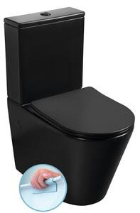 Sapho Sapho, WC combinat PACO FĂRĂ BORĂ, deșeuri inferioare/spate, negru, PC1012WRB