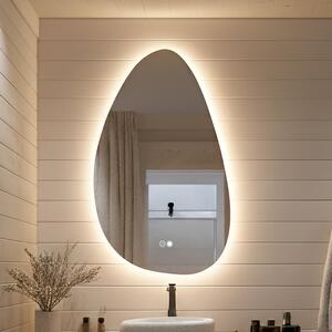 Oglindă neregulată cu iluminare, 64×104 cm, culoare duală, comutator tactil, saltea încălzitoare
