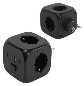 Toolight Toolight, JNH019, prelungitor 7 în 1, 3 prize + 2× USB-A + 2× USB-C, negru, OSW-56304