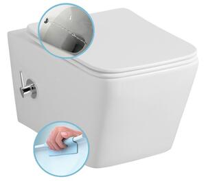 Sapho Vas WC suspendat Sapho, PORTO CLEANWASH Rimless, robinet integrat si spray bideu 36x52cm, alb, PZ102RX