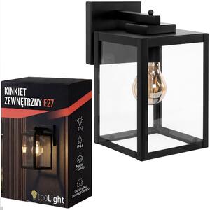 Toolight Toolight, JNH038-1G, aplică de perete pentru exterior cu panouri de sticlă, 1× E27, IP44, negru mat, OSW-56224