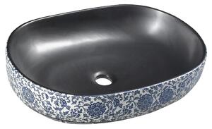 Sapho Sapho, chiuveta ceramica PRIORI, 60x13,5x40 cm, culoare negru cu pictura albastra, PI026