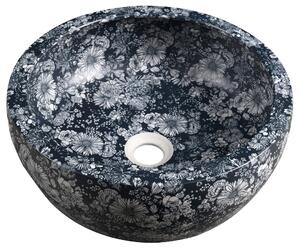 Sapho Sapho, chiuveta de blat ceramica PRIORI Ø 41 cm, albastru cu model, PI038