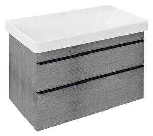Sapho Sapho, dulap lavoar SITIA 75,6x50x44,2cm, 2x sertare, stejar argintiu, SI080-1111