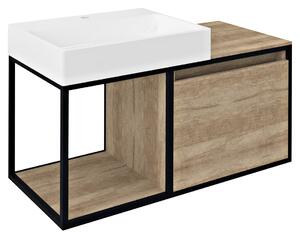 Sapho Sapho, dulap lavoar SKARA 100x49,5x46,5cm, negru mat/stejar Alabama, CG004-2222