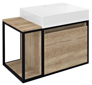 Sapho Sapho, dulap lavoar SKARA 80x49,5x46,5cm, negru mat/stejar Alabama, CG003-2222