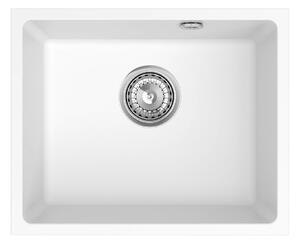 SINK Quality Chiuveta Quality Crypton 55, chiuveta de bucatarie granit 460x375x205 mm + sifon cromat, alb, SKQ-CRY.W.1KBO.55.X