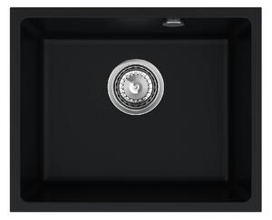 SINK Quality Chiuveta Quality Crypton 55, chiuveta de bucatarie granit 460x375x205 mm + sifon crom, negru, SKQ-CRY.C.1KBO.55.X