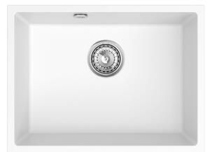 SINK Quality Chiuveta Quality Crypton 60, chiuveta de bucatarie granit 535x400x205 mm + sifon cromat, alb, SKQ-CRY.W.1KBO.60.X