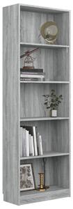 Bibliotecă cu 5 niveluri gri sonoma 60x24x175 cm lemn compozit