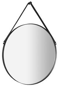 Sapho Sapho, oglindă rotundă ORBITER cu curea din piele, ø 70cm, negru mat, ORT070