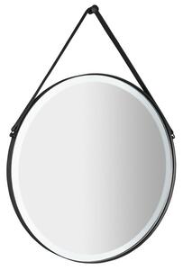 Sapho Sapho, oglindă rotundă ORBITER cu iluminare LED, curea din piele, ø 70cm, negru mat, ORL070