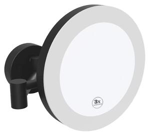 Sapho Sapho, oglindă cosmetică LED suspendată X-ROUND BLACK, diametru 200 mm, neagră, XR016B