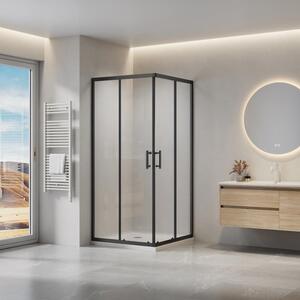 Cabină de duș Erga Tucson cu uși glisante 110 (ușă) x 140 (ușă) x 190 cm, sticlă transparentă de 6 mm, profil negru, ERG-S02-TUCSON-D110D140-CL-BK