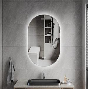 Erga Dalia, oglinda LED ovala 50x80cm, 3 culori de lumina, retroiluminare, placa incalzita anti-aburire, ERG-V01-Dalia-5080-CL