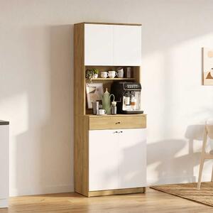 Dulap multifunctional Adore Lungo , 4 usi si 1 sertar, Stejar - Alb, 72x195x45 cm