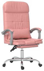 Fotoliu de birou rabatabil cu masaj, roz, piele ecologică