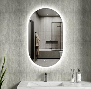 Erga Demi, oglinda LED ovala 60x100cm, 3 culori de lumina, iluminare frontala, placa de incalzire anti-aburire, ERG-V01-Demi-6010-CL