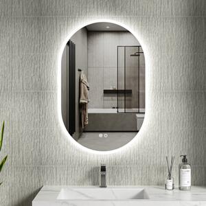 Erga Demi, oglinda LED ovala 60x90cm, 3 culori de lumina, iluminare frontala, placa incalzita anti-aburire, ERG-V01-Demi-6090-CL