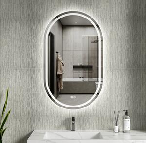 Erga Lyra, oglinda LED ovala 60x100cm, 3 culori de lumina, iluminare fata si spate, placa de incalzire anti-aburire, ERG-V01-Lyra-6010-CL
