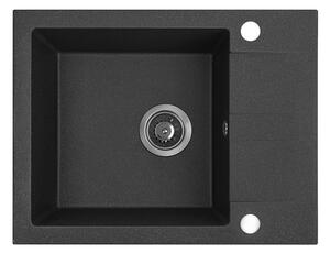 Kuchinox Shire, chiuvetă din granit cu 1 cameră cu scurgere scurtă 570x440x185 mm, negru, LAV-SBS_713Y