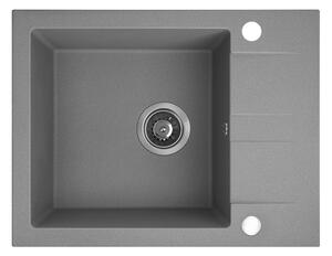 Kuchinox Shire, chiuvetă din granit cu 1 cameră cu scurgere scurtă 570x440x185 mm, gri, LAV-SBS_513Y
