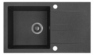 Kuchinox Shire, chiuvetă din granit cu 1 cameră cu scurgere 760x440x185 mm, negru, LAV-SBS_711Y
