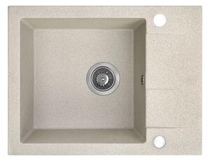 Kuchinox Shire, chiuvetă din granit cu 1 cameră cu scurgere scurtă 570x440x185 mm, bej, LAV-SBS_413Y