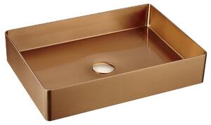 Sapho Sapho, chiuveta de blat din otel inoxidabil AURUM 50x35.2cm, inclusiv priza, covor de cupru, AU303