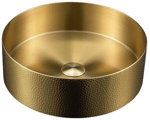 Sapho Sapho, chiuveta de blat din otel inoxidabil AURUM, diametru 38 cm, inclusiv scurgere, ciocanita, mat auriu, AU201-T