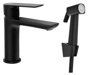 Aqualine Aqualine, Baterie lavoar cu spray bideu, negru, SK401B