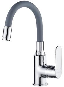 Kuchinox Dima, baterie lavoar cu gura flexibila h-280, gri-crom, LAV-BQD_021D