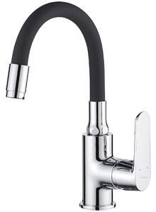 Kuchinox Dima, baterie lavoar cu gura flexibila h-280, negru-crom, LAV-BQD_021B